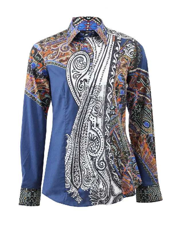 Paisley Print Blouse Monochromatic Office Style