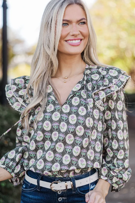 Stay On Schedule Brown Medallion Print Blouse Street