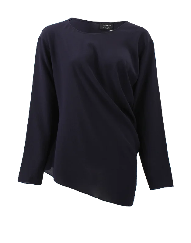 Crewneck Top With Ruched Side Cool Women's Distressed