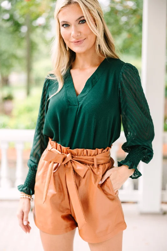 Best Behavior Hunter Green Blouse Cashmere