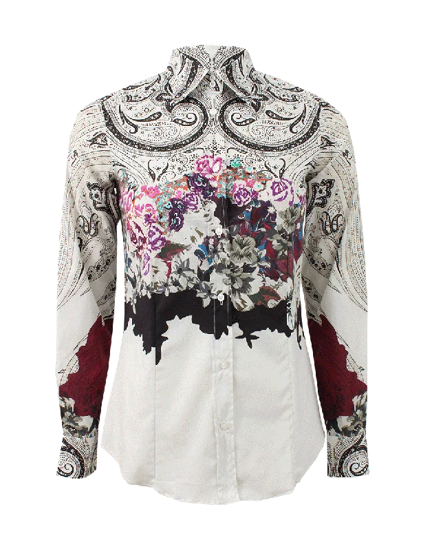 Paisley Detail Stretch Blouse Relaxed Women's 