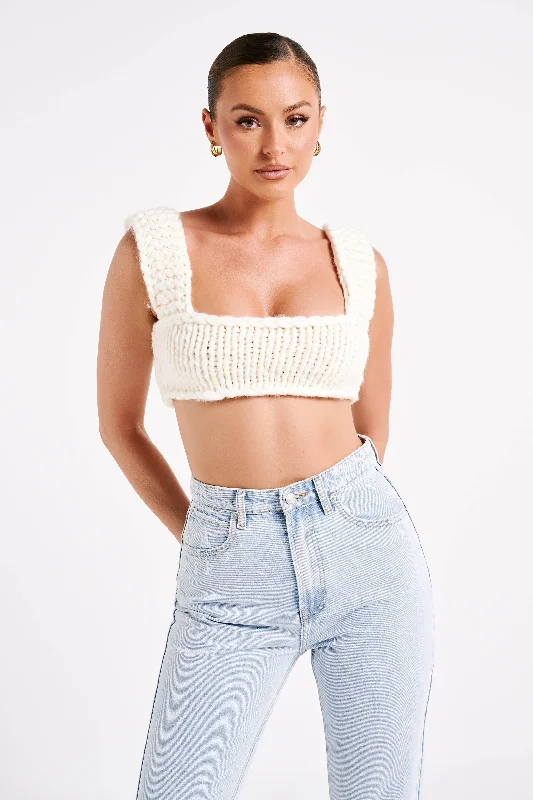 Ninetta Knit Bralette - Ivory Sporty Women's Athleisure 