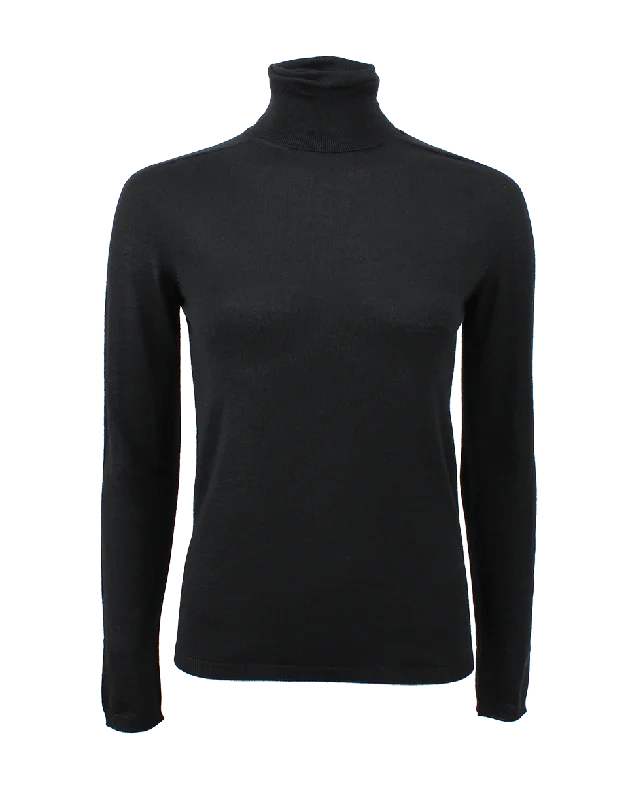 Black Fitted Cashmere Turtleneck Hip Women's Urban