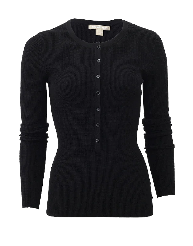 Ribbed Henley Traditional Women's Wool