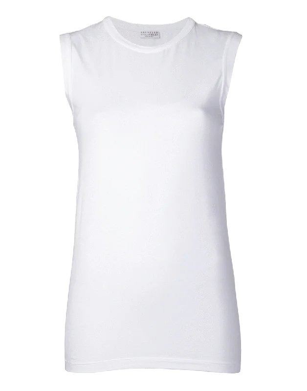 Monili Trim Detail Tank Artistic Women's Hand - painted