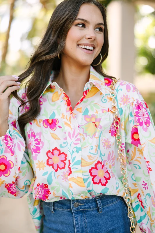 Fate: Found Your Voice White Floral Blouse Vacation