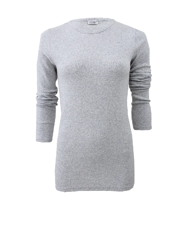 Monili Back Neck Detail Ribbed Tee Elegant Women's 