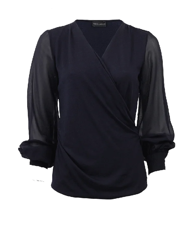 Jersey Top With Chiffon Sleeves Business