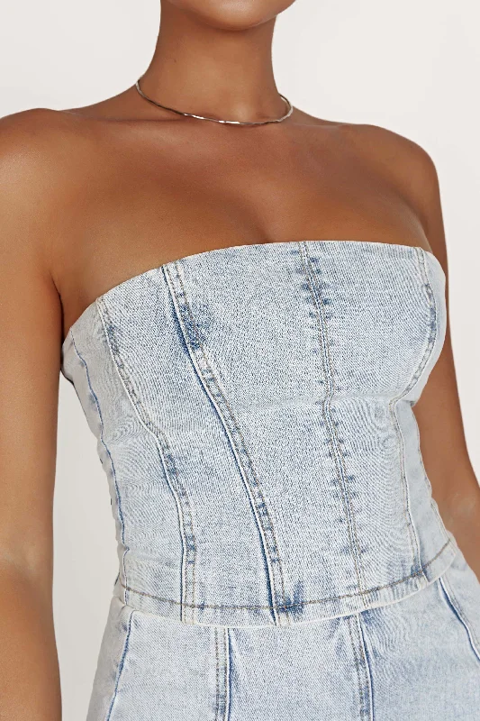 Jordana Denim Tube Top - Light Blue garde