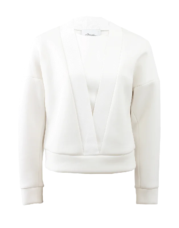 Ribbed Deep V-Neck Top Modern Women's 