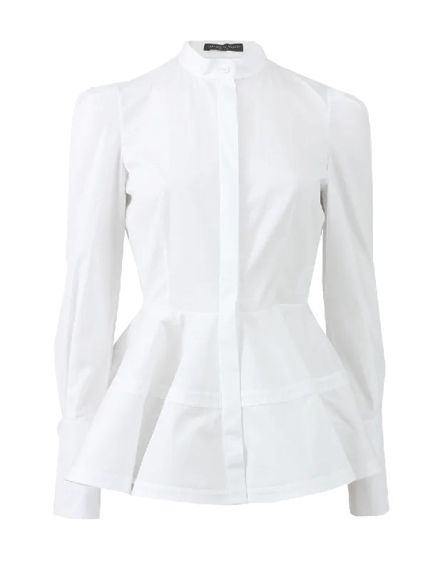Button Peplum Blouse Trendy Women's 
