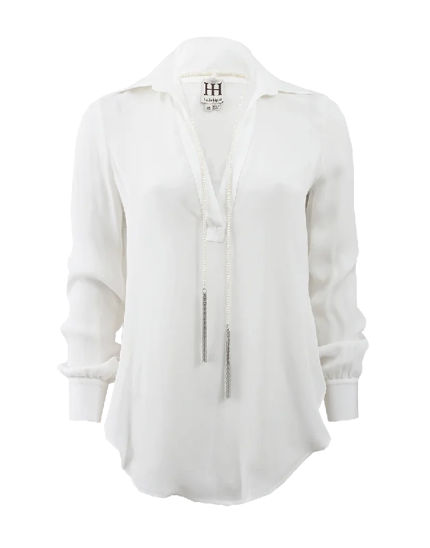 Blouse With Pearl Lariat Youthful Women's Anime - inspired