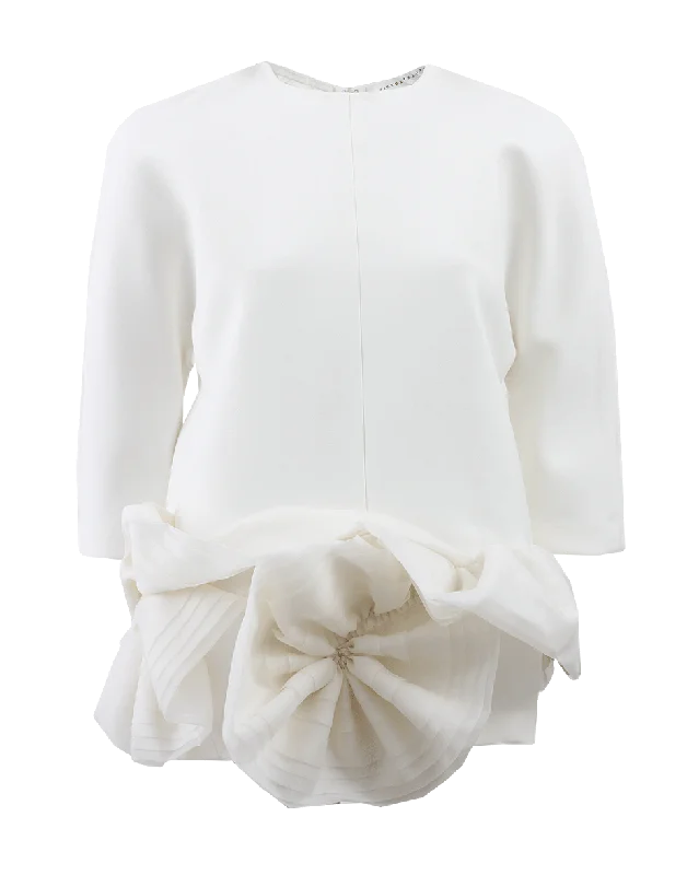 Boxy Ruffle Hem Top Monochromatic Office Style