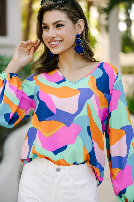 Big News Mint Green Abstract Blouse Bohemian Women's Free