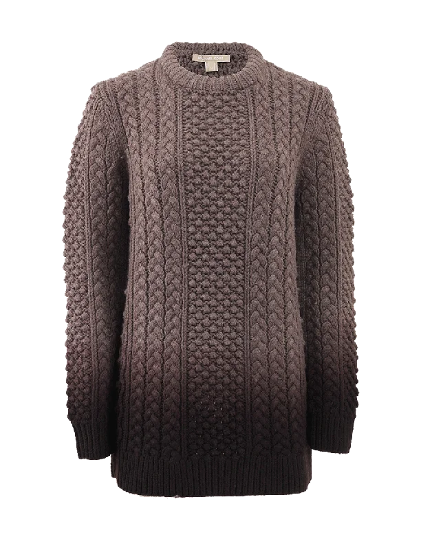 Aran Dye Crewneck Knit Stylish Women's Neon