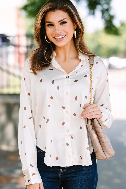 Don't You Wait Cream White Polka Dot Blouse Contemporary 