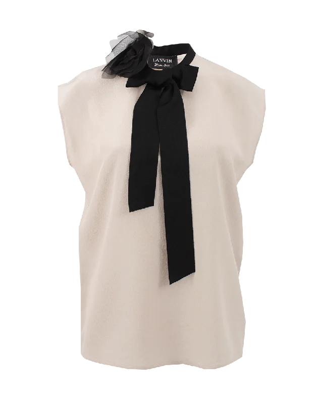 Key Hole Neck With Tie Blouse Trendy Women's Oversized