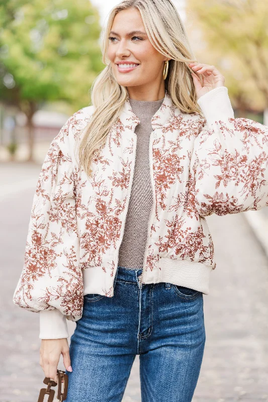 Be Yourself Brown Toile Bomber Jacket Bohemian Women's Free