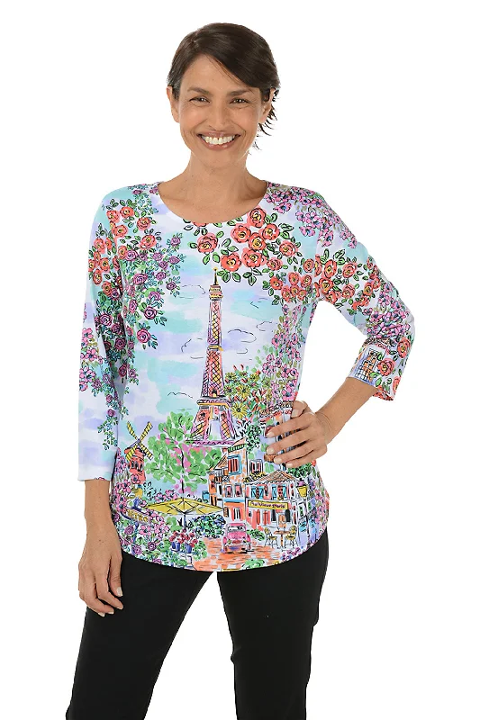 Paris Cafe Curved Hem Knit Top Modern Women's 