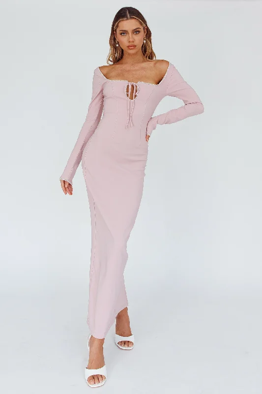 Samantha Pearl Detailing Midi Dress Blush Country