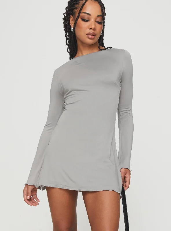 Arthars Long Sleeve Mini Dress Charcoal Sleek Women's 