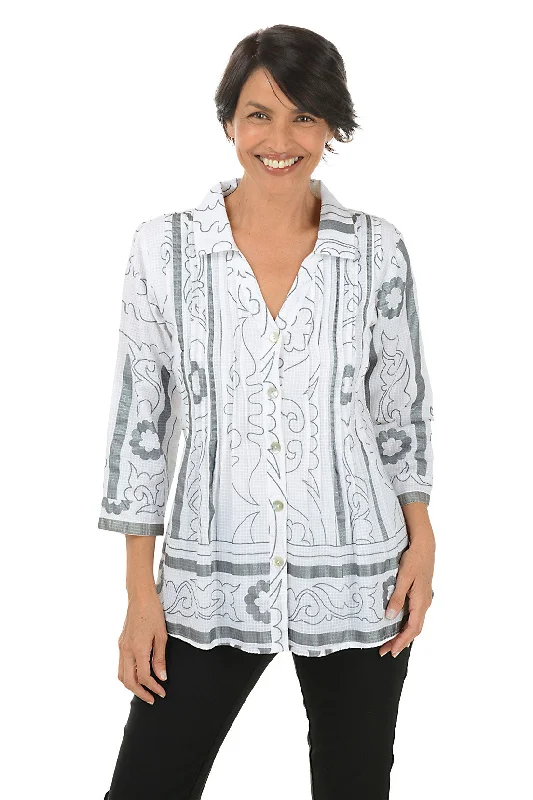 Petite Arthena Pleated Button-Front Shirt Casual Women's Japanese 