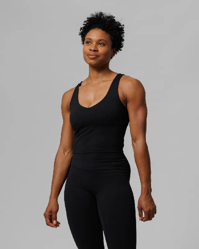 Longline Sports Bra - Black Sophisticated Women's Tailored
