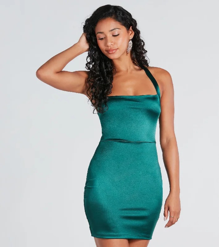 Unforgettable Entrance Satin Mini Dress Elegant Women's Formal 