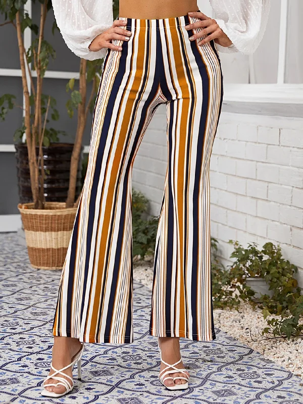 Casual Striped High Waist Long Women Pants Cashmere