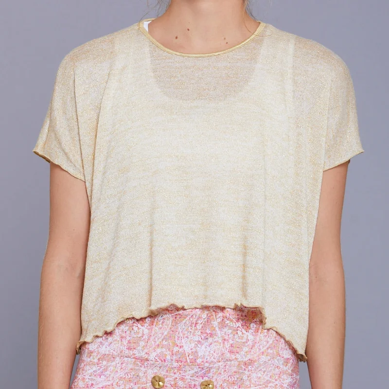 Lush Weave Layer Top (gold) Preppy Women's College