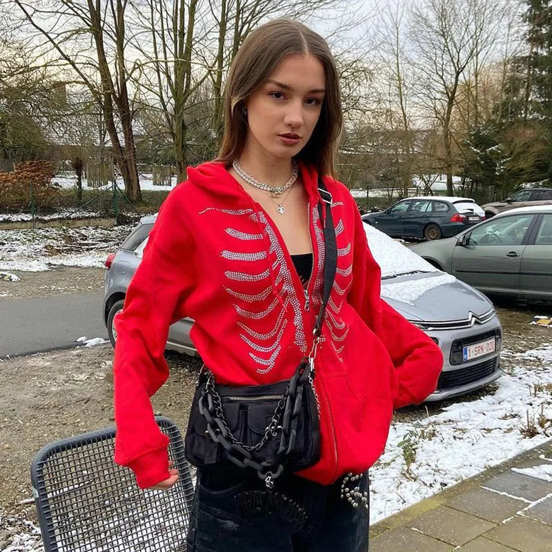 Gothic Butterfly Print Grunge Casual Hooded Jacket Hoody Casual Women's Japanese 