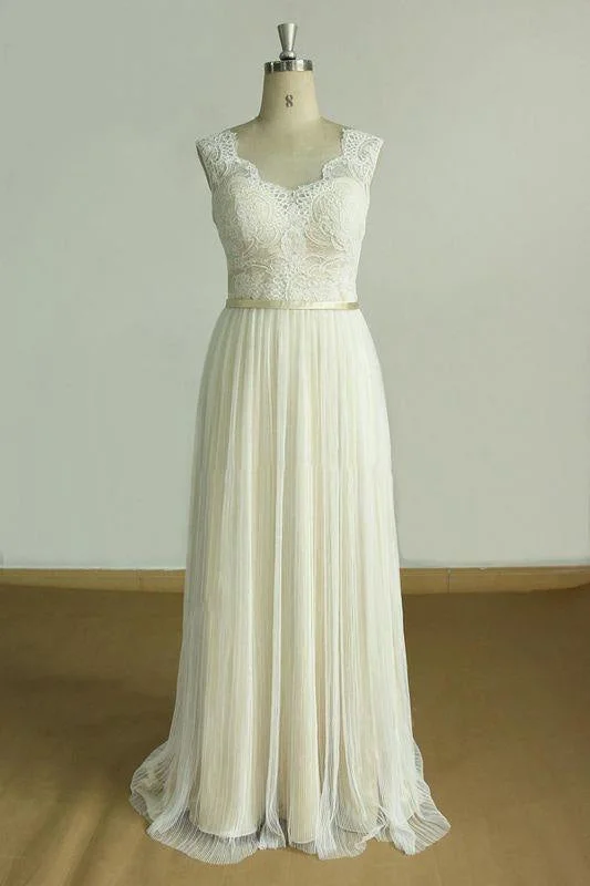 Bridelily Affordable Lace Tulle A-line Wedding Dress Artistic Women's Hand - painted Bridelily Affordable Lace Tulle A-line Wedding Dress Artistic Women's Hand - painted