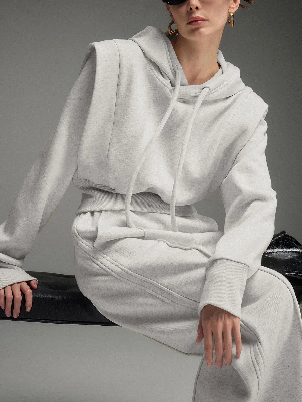 Athleisure Charming Drawstring Hoodie Classic Women's Tweed