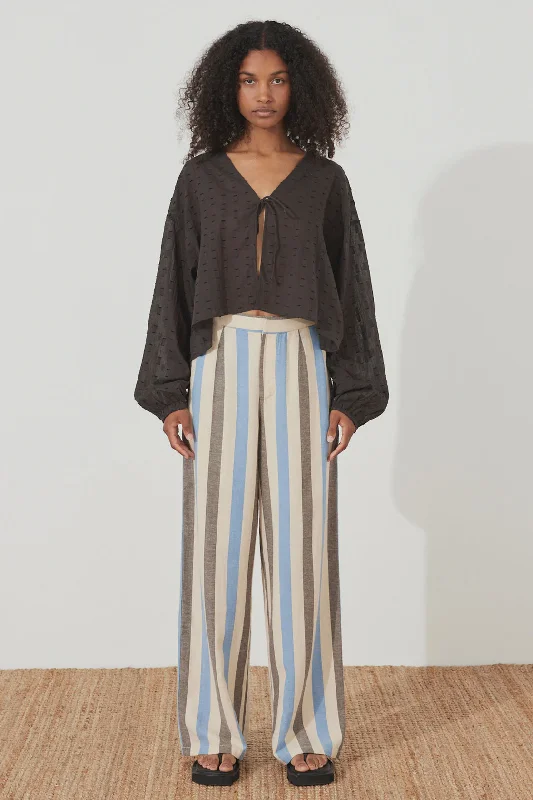 Sky Stripe Organic Cotton Blend Pant Traditional Women's Wool