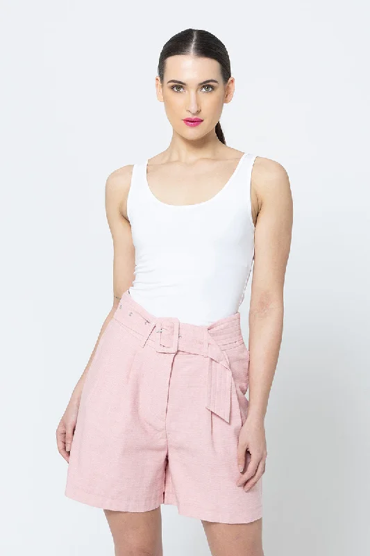 Georgie Pleated Shorts -Gelato Linen