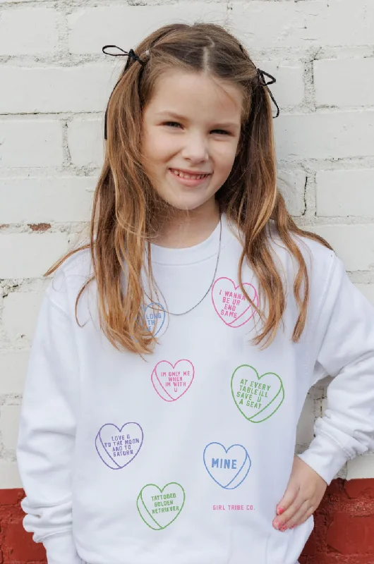 Youth Conversational Hearts Sweatshirt Practical Women's Multi - 