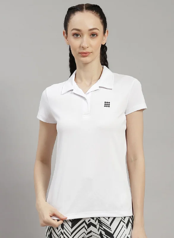 Women White Solid T-Shirt Youthful Women's Anime - inspired