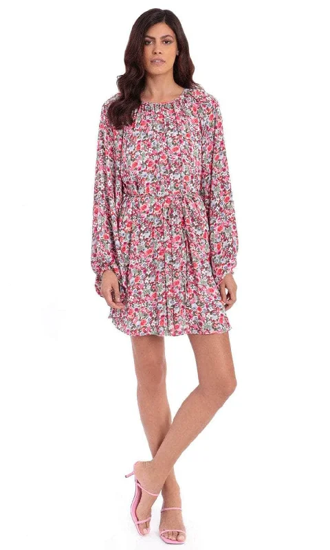 Maggy London G4849M - Bishop Sleeve Floral A-Line Short Dress Modern Women's 