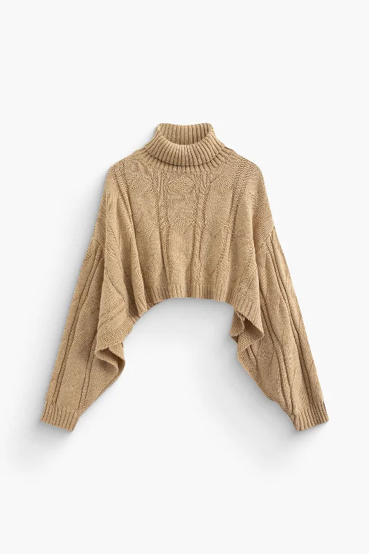 Basic Solid Knit Mock Neck Long-Sleeve Top Edgy Women's Punk