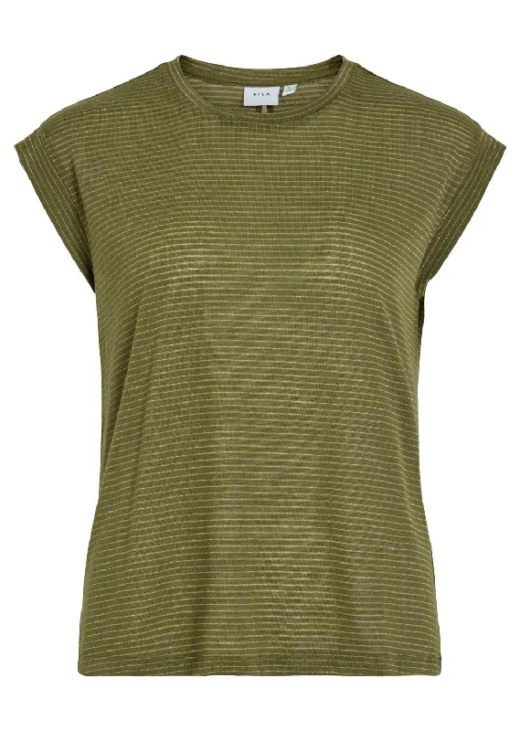 Mirella Lurex Knitted T-shirt in Khaki Confident Women's High - fashion
