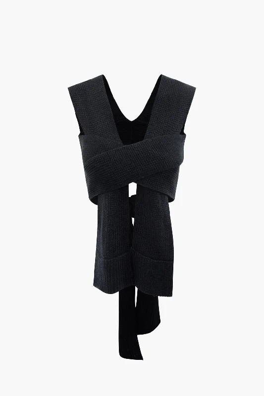 V-neck Cross Knot Back Knit Top Elegant Women's Formal 