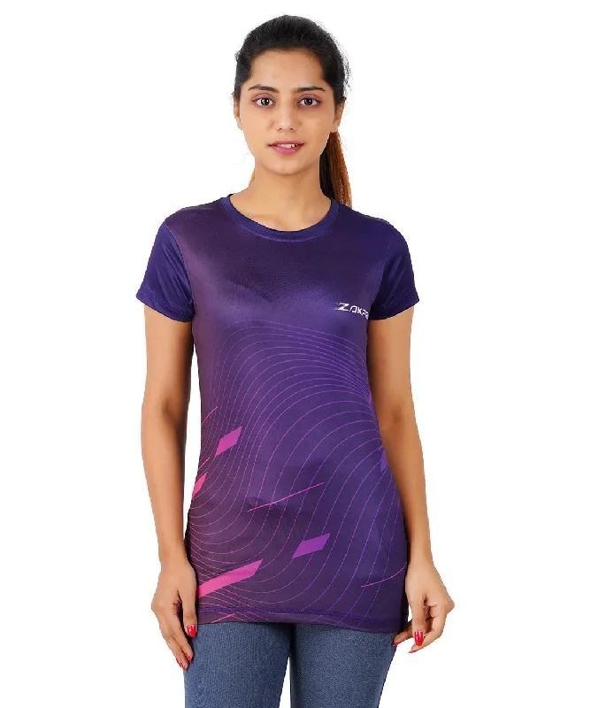 Zakpro Sports Women's Cycling T-Shirt (Purple Wave) Sophisticated Women's Tailored