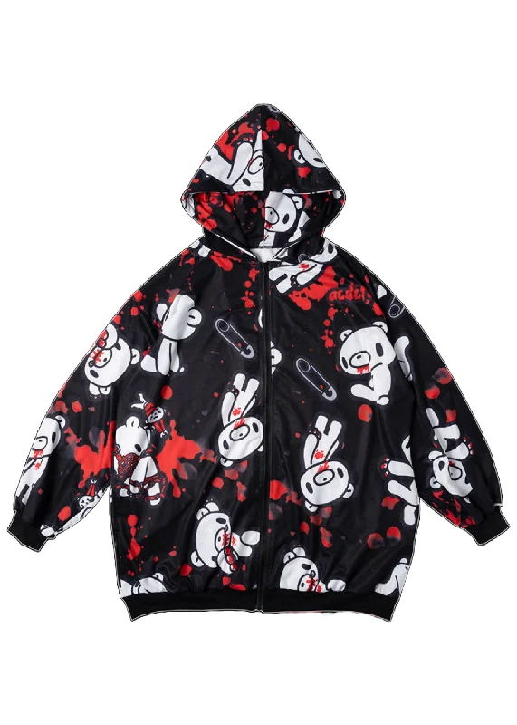 Gloomy Bear Dark Gloomy Oversized Zip Up Hoodie Relaxed Women's 