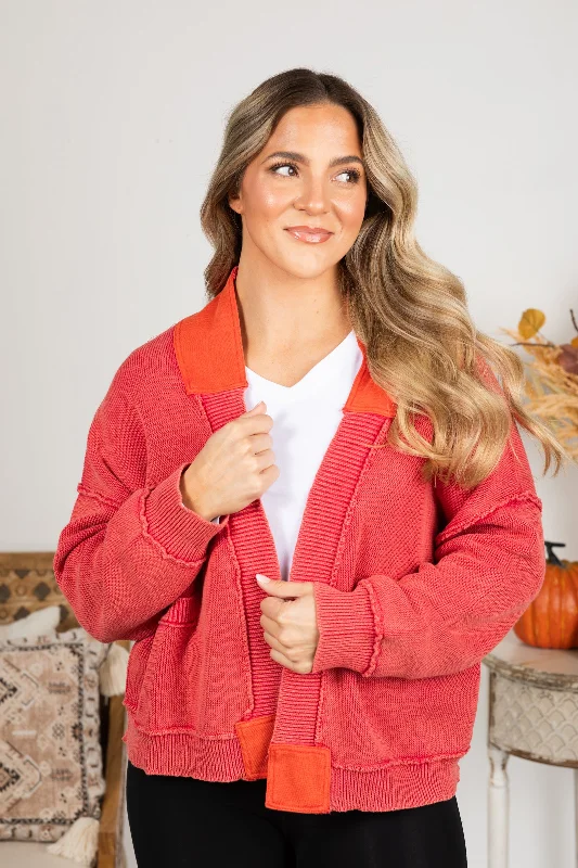 Vintage Washed Contrast Trim Cardigan Cashmere