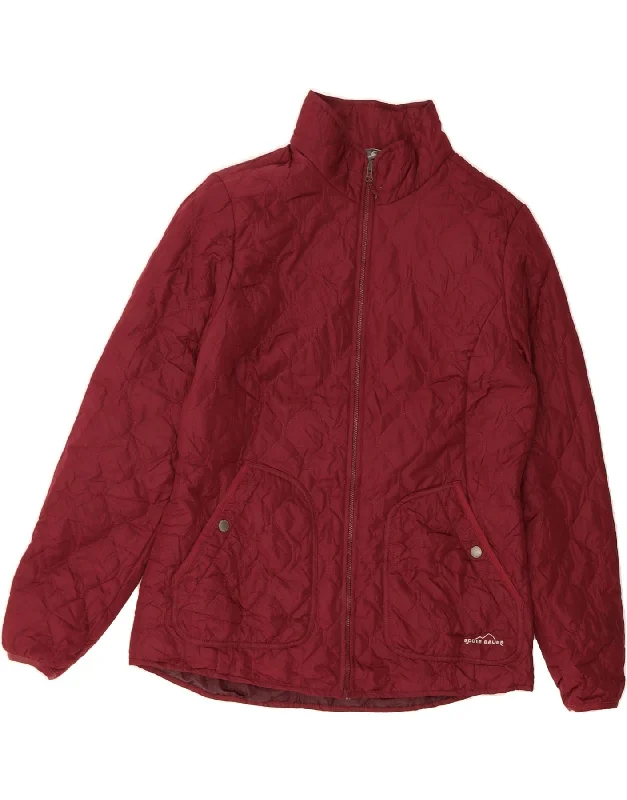 EDDIE BAUER Womens Quilted Jacket UK 16 Large Red Polyester Cozy Women's Winter