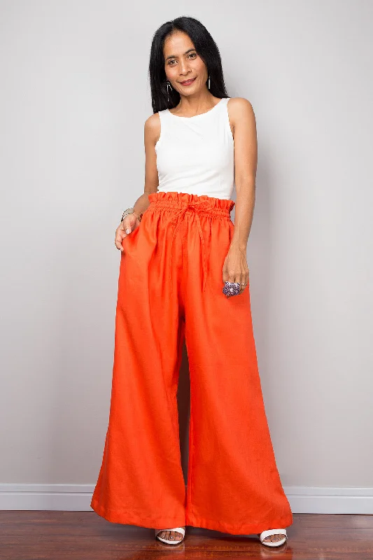 Orange linen wide leg palazzo pants Modern Women's 