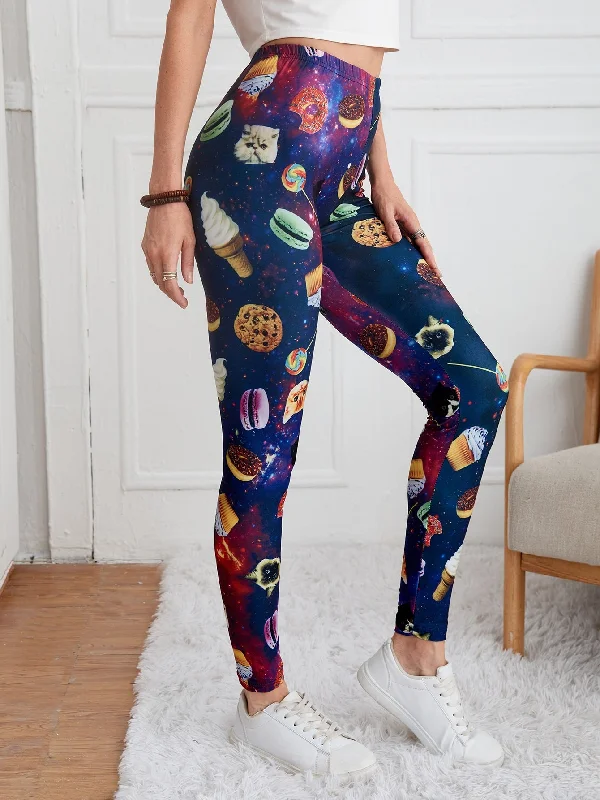 Casual Cartoon Cropped Women Leggings Bold Women's Statement