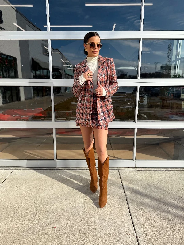 PLAID SEQUIN BLAZER