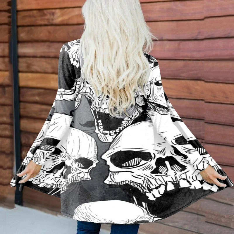 Casual Halloween Theme Printed Long Sleeve Jacket Wholesale Womens Clothing Practical Women's Multi - Casual Halloween Theme Printed Long Sleeve Jacket Wholesale Womens Clothing Practical Women's Multi -
