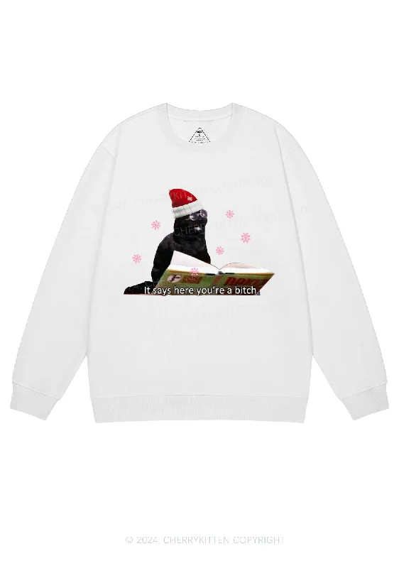 Christmas Cat Bxxch Y2K Sweatshirt Cherrykitten